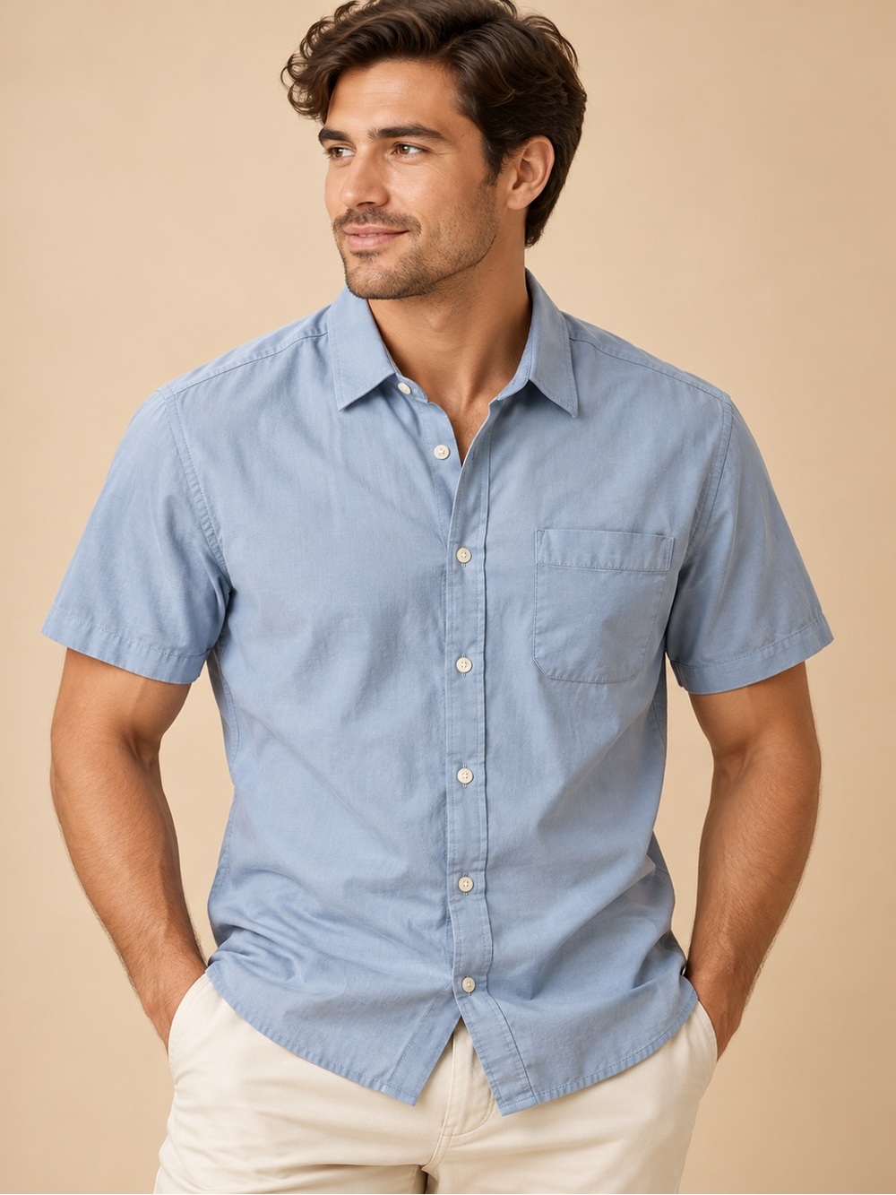 Murano Slim Fit Blue Short Sleeve Button Down Shirt Men’s M